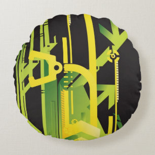Technical halftone background 4 round cushion
