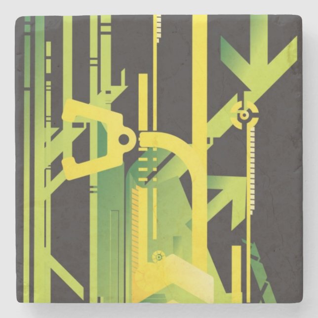 Technical halftone background 4 stone coaster (Front)