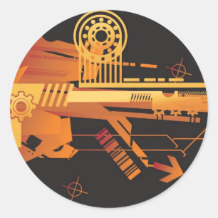 Technical halftone background 6 classic round sticker