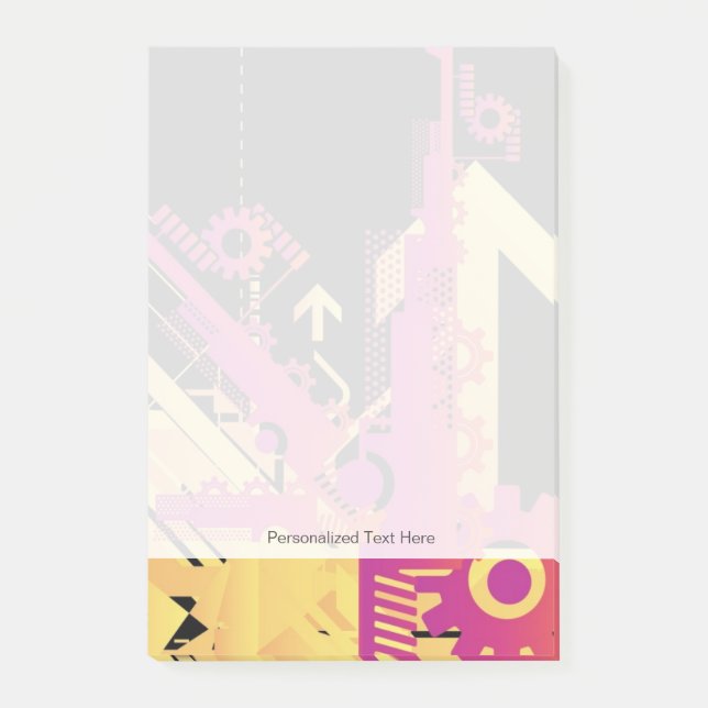 Technical halftone background 7 post-it notes (Front)
