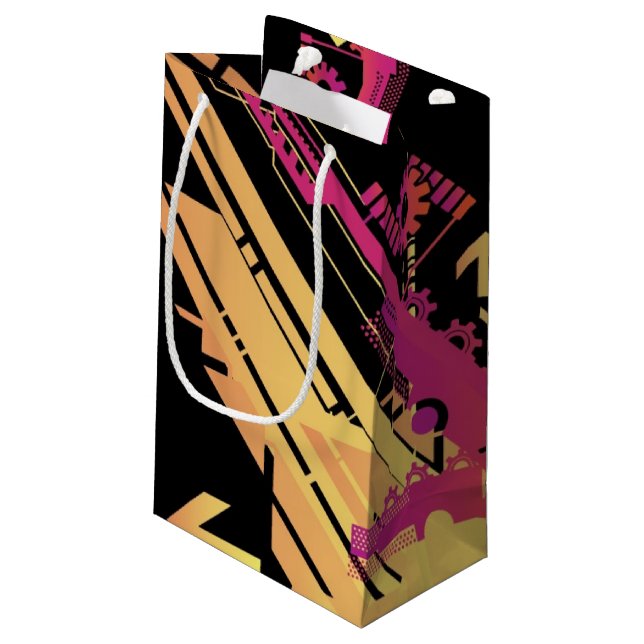 Technical halftone background 7 small gift bag (Back Angled)