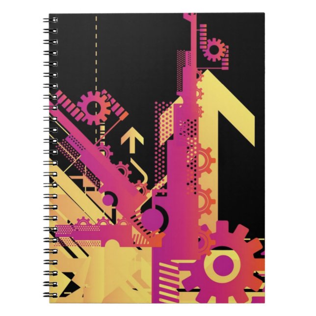 Technical halftone background 7 spiral notebook (Front)