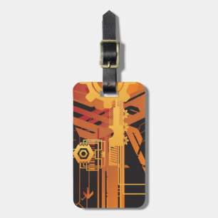 Technical halftone background luggage tag