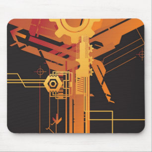 Technical halftone background mouse pad