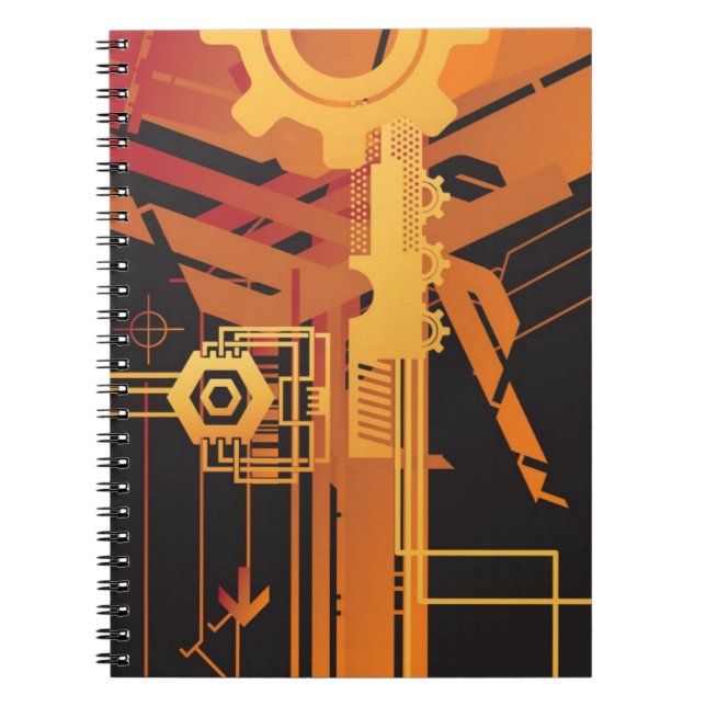 Technical halftone background spiral notebook (Front)