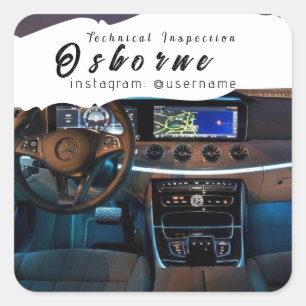 Technical Inspection Car Rent Repair Square Sticker