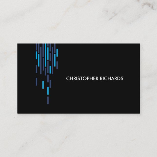 Technical Pattern in Blue on Black II Business Card (Front)