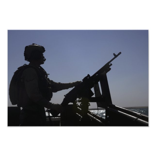 Technician manning an M240 machine gun in Iraq Photo Print (Front)