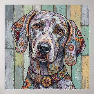 Technicolor Faithful: Intricate Pattern Dog Art Poster