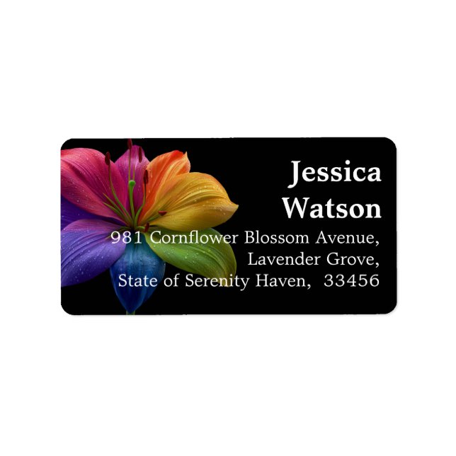🌈Technicolor Love – Rainbow Lily Address Label (Front)