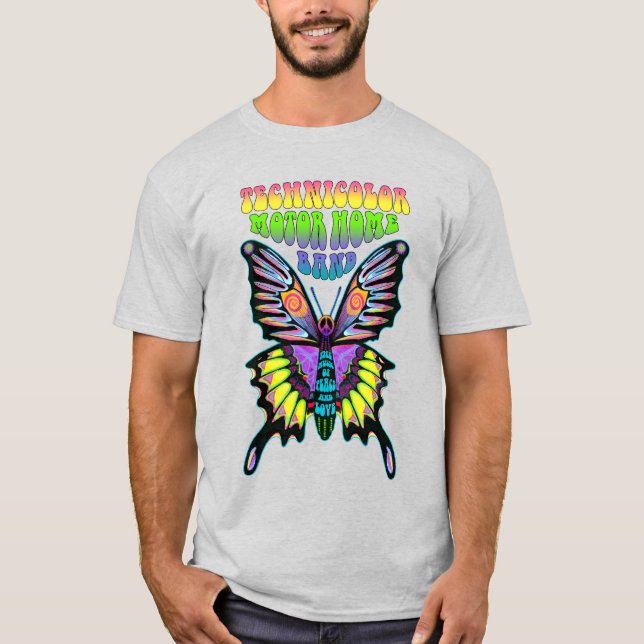Technicolor Motor Home Band Psychedelic Butterfly T-Shirt (Front)