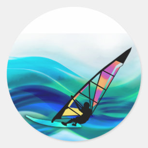 Technicolor Windsurfer in a Typhoon Classic Round Sticker