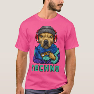 Techno American Bulldog Dj Headphones Edm Music Fe T-Shirt