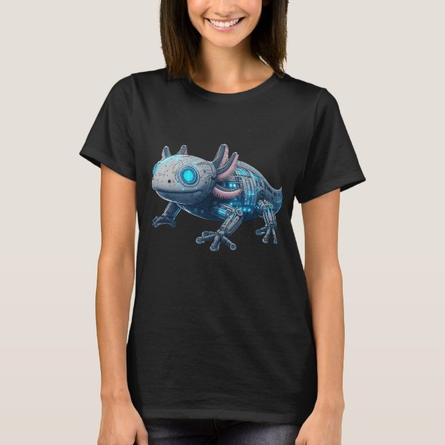 Techno Axolotl - Cute Robot Design T-Shirt (Front)