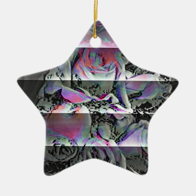 Techno Bouquet  Ceramic Ornament (Front)