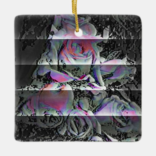Techno Bouquet  Ceramic Ornament (Front)