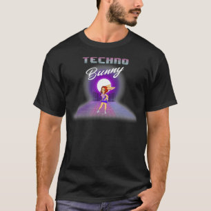 Techno Bunny Hula Hoop 80s Throwback T-Shirt