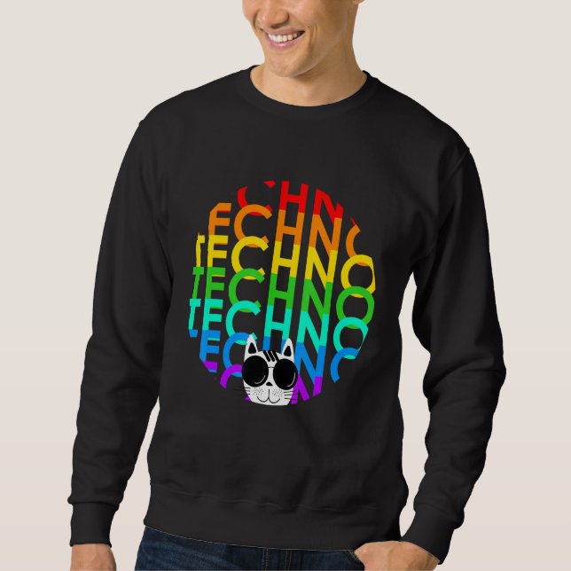 Techno Cat Dub Step Electro Music Synthesizer Sweatshirt (Front)