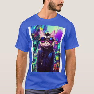 Techno Cat In Japan Neon City 8 T-Shirt
