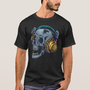 Techno Club Music Skull Headphones T-Shirt
