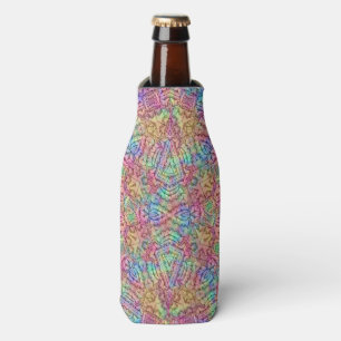 Techno Color Vintage Fractal Kaleidoscope Bottle Cooler