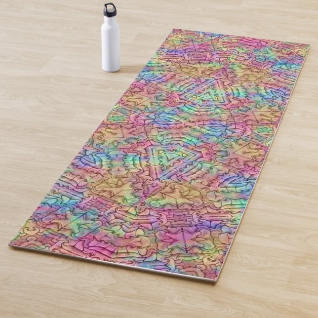 Techno Colour Vintage Fractal Kaleidoscope Yoga Mat (In Situ)