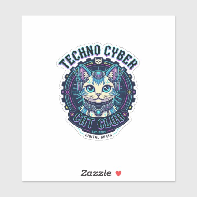Techno Cyber Cat Funny Cat Lover Design - Techno C (Sheet)