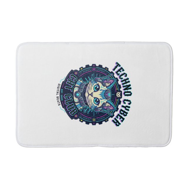 Techno Cyber Cat Funny Cat Lover Design - Techno C Bath Mat (Front)