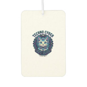 Techno Cyber Cat Funny Cat Lover Design - Techno C Car Air Freshener