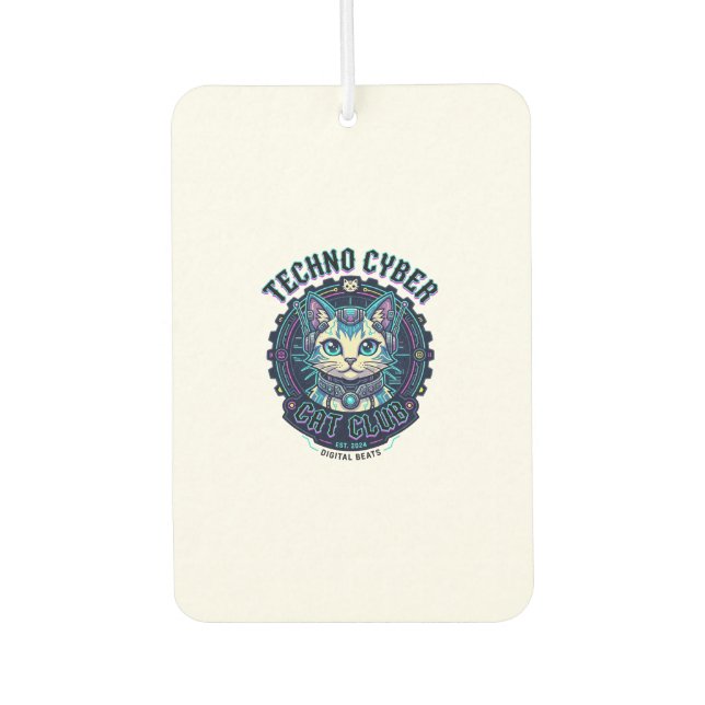 Techno Cyber Cat Funny Cat Lover Design - Techno C Car Air Freshener (Front)