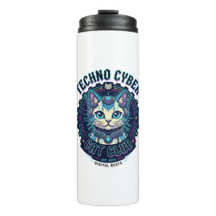 Techno Cyber Cat Funny Cat Lover Design - Techno C Thermal Tumbler
