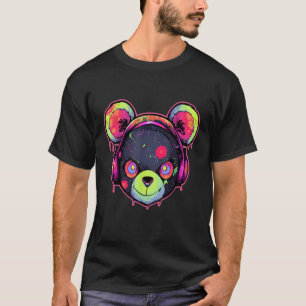 Techno DJ Bear Trippy EDM Summer Festival T-Shirt