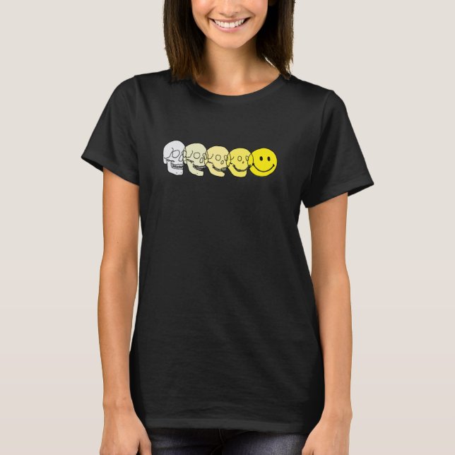 Techno Evolution, Acid House Smile, Techno DJ Musi T-Shirt (Front)