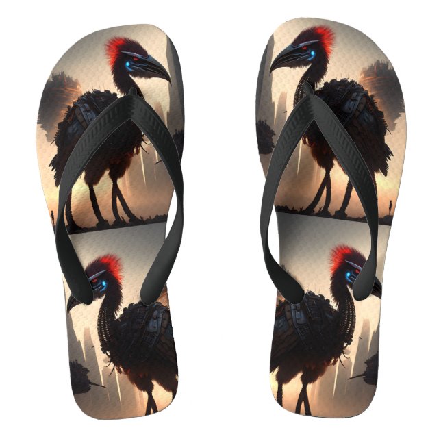 "Techno-Feathers: The Futuristic Emu Robot" Jandals (Footbed)