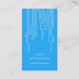 Techno Flat Sleek Business Card - Blue