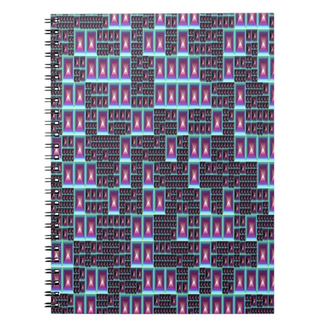 Techno fractal wallpaper spiral notebook (Front)