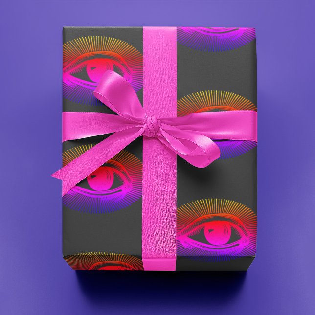 Techno Holographic Eye on Grey |  Wrapping Paper (Creator Uploaded)