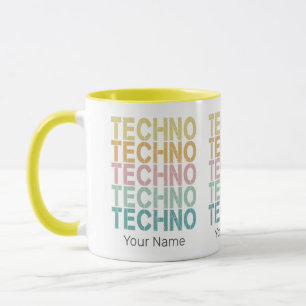 Techno House Retro Lettering Electro Vintage Rave Mug