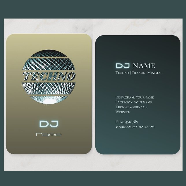 Techno music DJ Business Card (Creator Uploaded)
