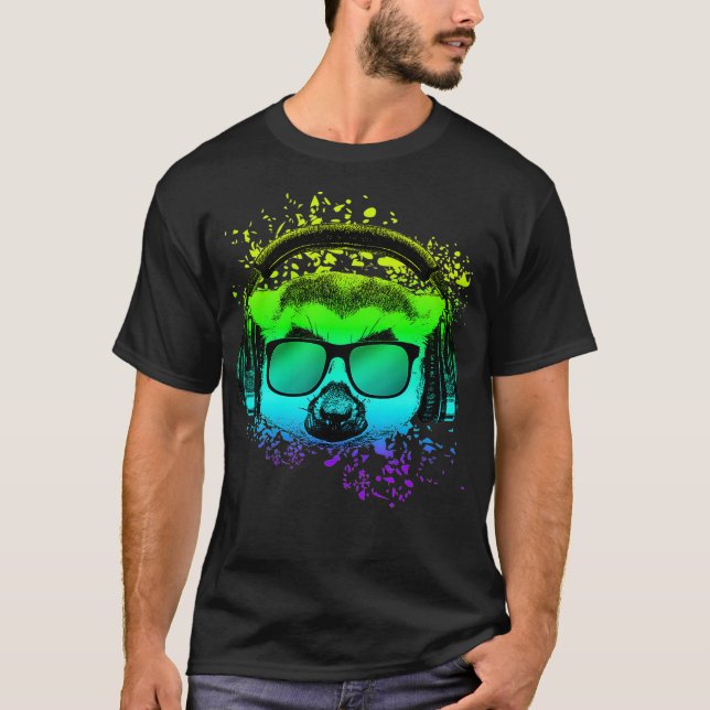 Techno Music DJ Gift Ravers EDM  Monkey Lemur T-Shirt (Front)