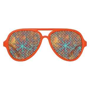 Techno Psychedelic Fractal Aviator Sunglasses