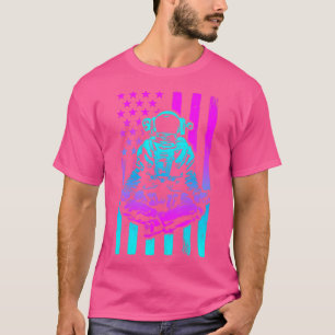 Techno Rave EDM Festival Trippy Yoga Astronaut USA T-Shirt