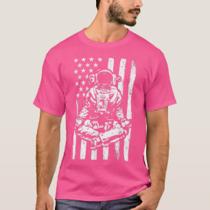 Techno Rave EDM Festival Trippy Yoga Astronaut USA T-Shirt
