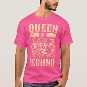 Techno Skull Clubbing Rave Hardtekk Electro Queen T-Shirt