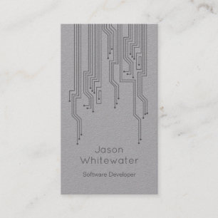 Techno Sleek Style Business Card - Grey