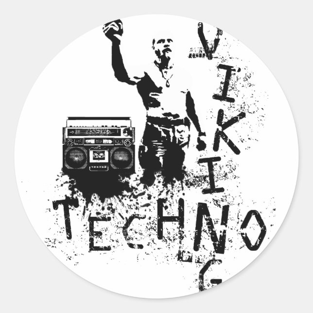Techno Viking Classic Round Sticker (Front)
