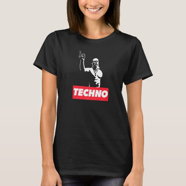 Techno Viking For Raver Dj Techno Party Festival T-Shirt (Front)