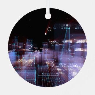 Technological digital city  metal tree decoration