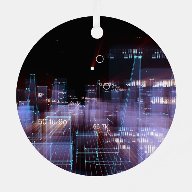 Technological digital city  metal tree decoration (Back)