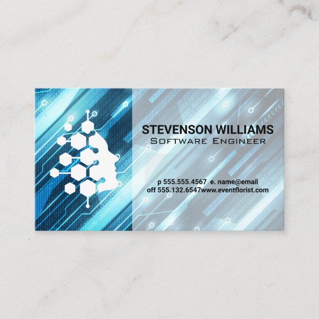 Technology Background | Human Tech Logo Business Card (Front)